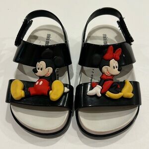 Mini Melissa + Disney Mickey and Minnie Mouse Sandals  Black and Gray Toddler 8